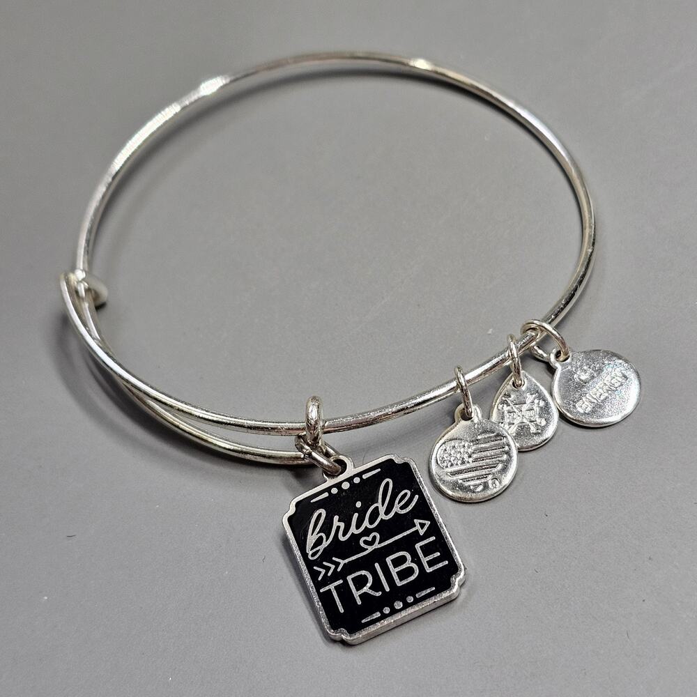 Alex & Ani Bride Tribe Charm Bangle Bracelet Shiny Silvertone Wedding Party